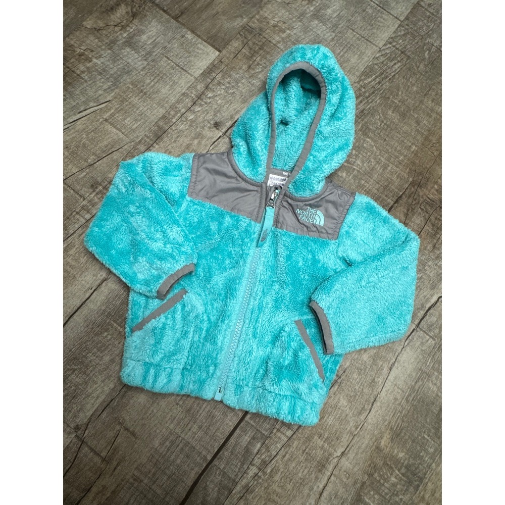 The North Face Oso Hoodie Infant 6-12M Turquoise Blue Grey Fleece Jacket